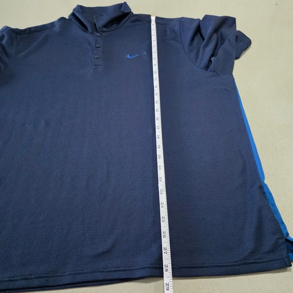 Nike Dri-FIT Mens Navy Blue Performance Golf Polo Shirt XXL Short Sleeve Logo‎